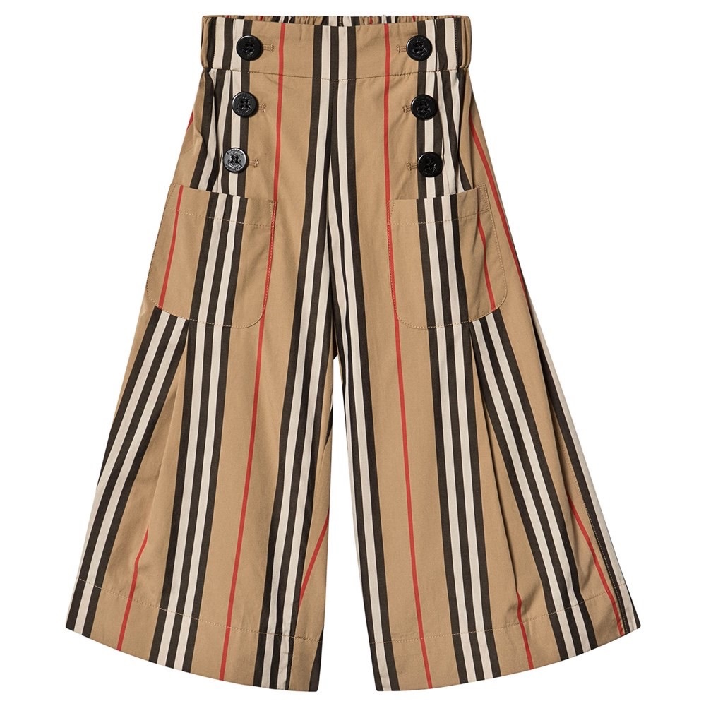 BURBERRY TAREN WIDE LEGS ICON STRIPE SAILOR PANTS IN BEIGE CHECK